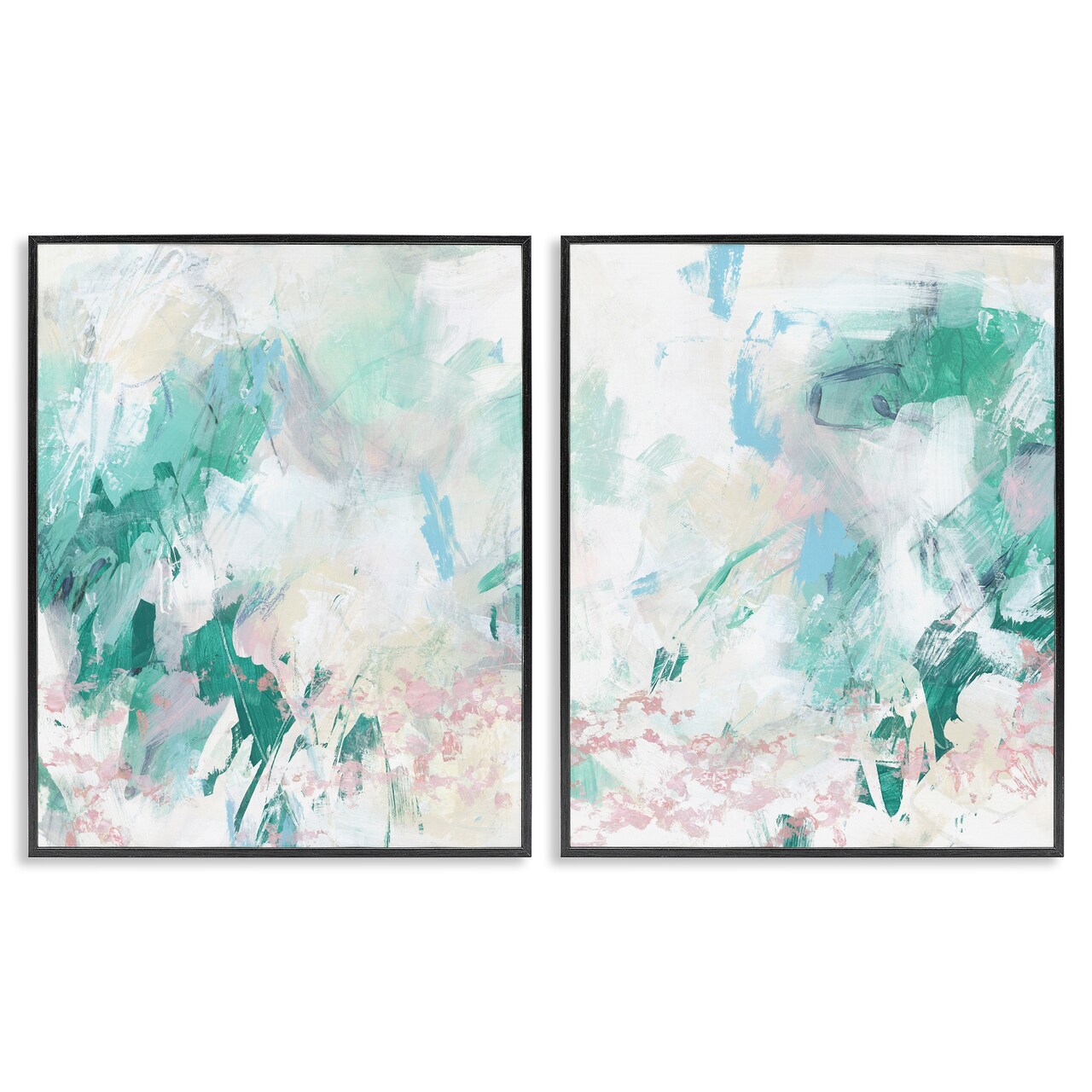 Stupell Industries Abstract Splatter Green Detail 2pc Framed Giclee Wall Art Set Design by June Erica Vess